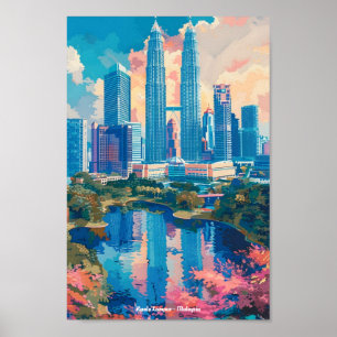 Kuala Lumpur Malaysia Vintage Travel  Poster