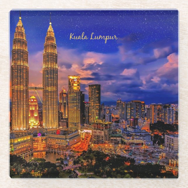 Kuala Lumpur skyline at night Glass Coaster (Front)