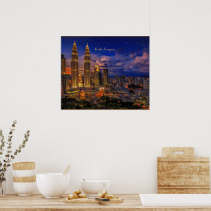 Kuala Lumpur skyline at night Poster