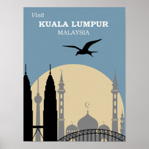 Kuala Lumpur vintage travel poster