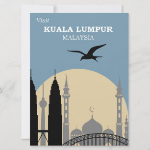 Kuala Lumpur vintage travel poster Card