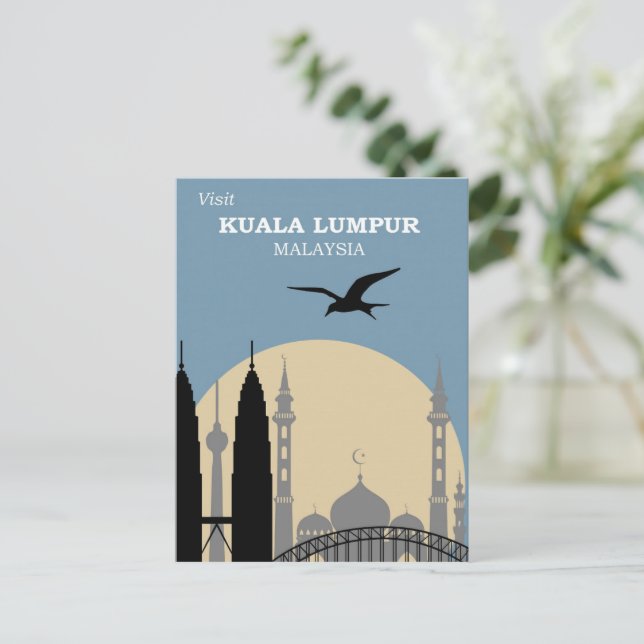 Kuala Lumpur vintage travel poster Postcard (Standing Front)