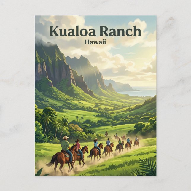 Kualoa Ranch Hawaii Postcard (Front)