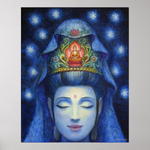 Kuan Yin Buddha Meditation Art Poster Print