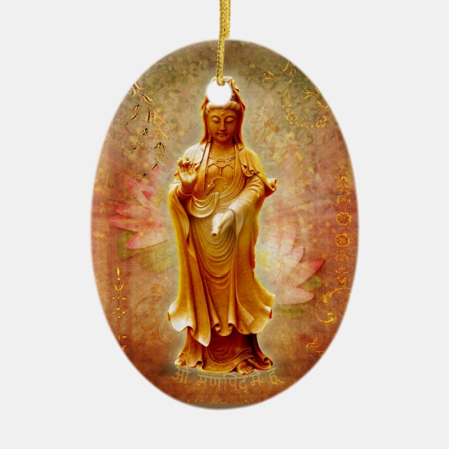 Kuan Yin Ceramic Tree Decoration (Front)