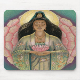 Kuan Yin "Pink Lotus Heart" Mousepad