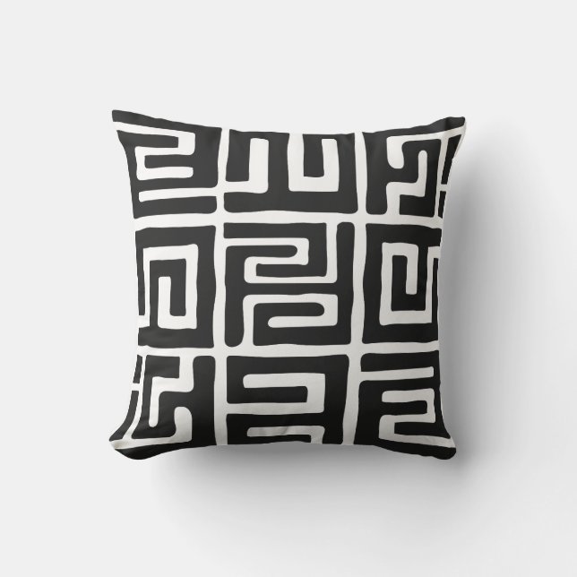 Kuba Cloth Inspired White|Black Cushion (Front)