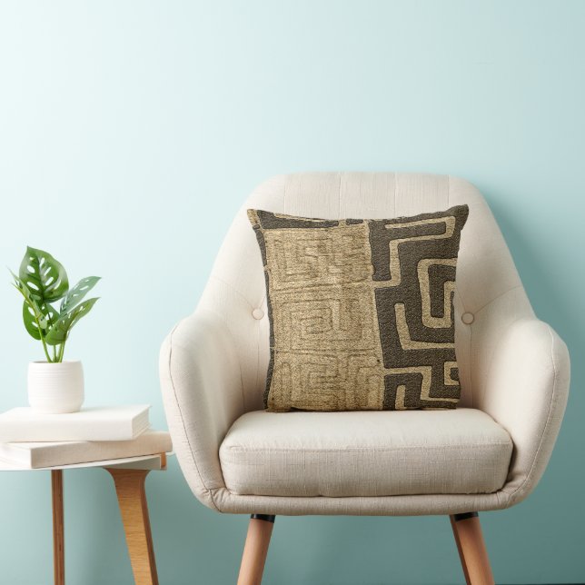 Kuba Cloth Motif Print  Cushion (Chair)