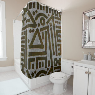 Kuba Cloth Motif, Shower Curtain