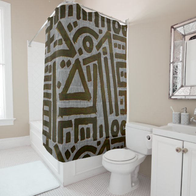Kuba Cloth Motif, Shower Curtain (In Situ)