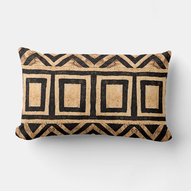 Kuba Cloth Pattern Lumbar Pillow (Front)