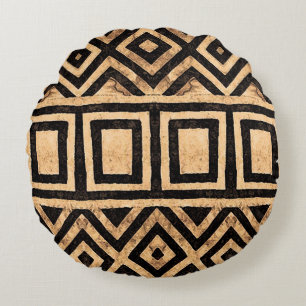 Kuba Cloth Pattern Round Pillow