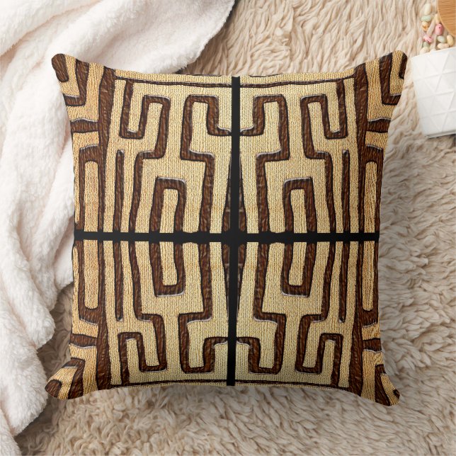 Kuba Cloth Print • Afrocentric Heritage Throw Pill Cushion (Blanket)