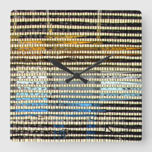 Kuba Cloth Print  Square Wall Clock