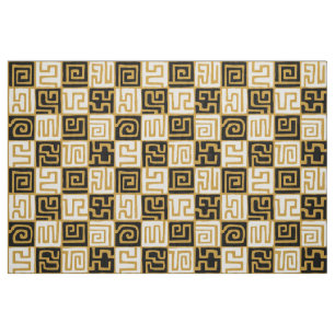 Kuba Style Pattern 071019 (01) - B&W on Gold Fabric