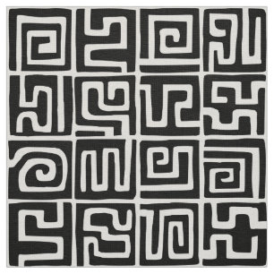 Kuba Style Pattern 071019 - Black and White Fabric