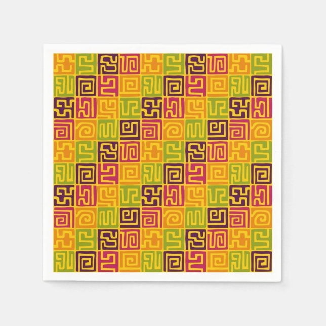 Kuba Style Pattern 071019 - Colourful Napkin (Front)