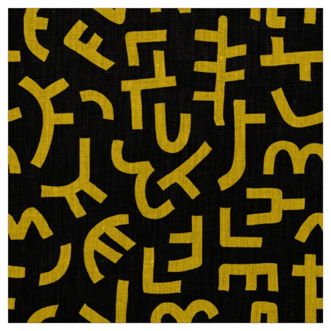 Kuba Style Pattern 121019 - Amber on Black Fabric (Swatch)