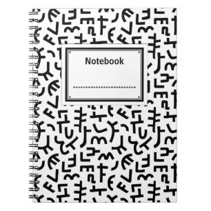 Kuba Style Pattern 121019 - Black on White Notebook