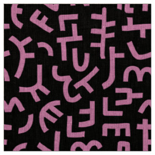 Kuba Style Pattern 121019 - Pink on Black Fabric