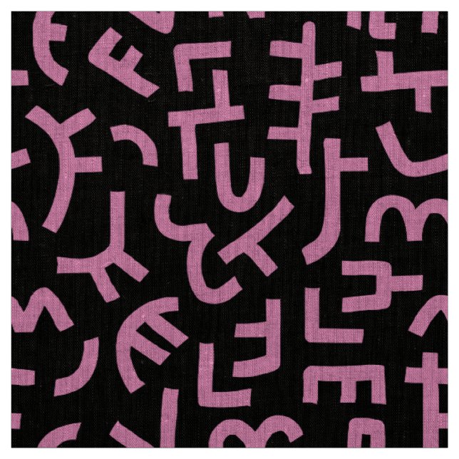 Kuba Style Pattern 121019 - Pink on Black Fabric (Swatch)