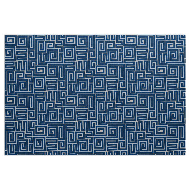 Kuba Style Pattern 280922 - Shibori Blue on White Fabric (Yard)