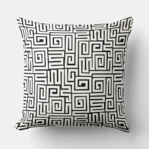 Kuba Style Pattern 280922 - White on Black Cushion