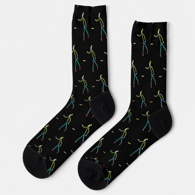 Kubb Playing Stickman Socks (Left)