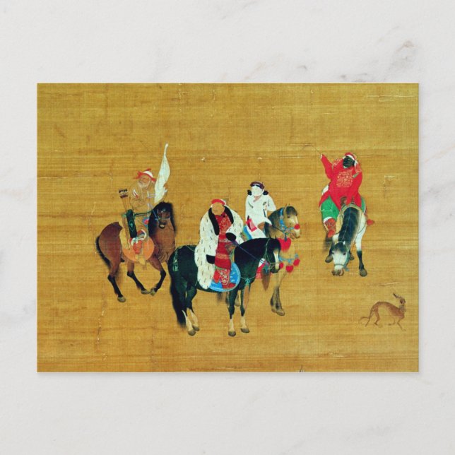 Kublai Khan  Hunting, Yuan dynasty Postcard (Front)