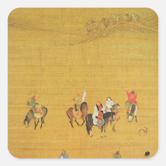 Kublai Khan  Hunting, Yuan dynasty Square Sticker (Front)