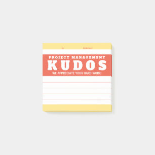 Kudos project management recognition award post-it notes