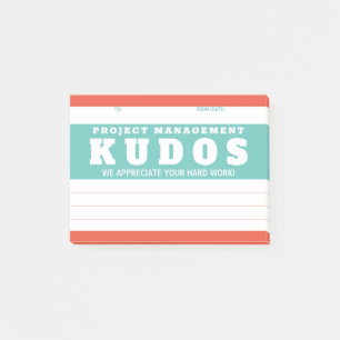 Kudos project management recognition award post-it notes