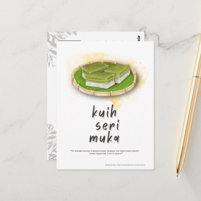 Kuih Seri Muka Malaysia Postcard (Front/Back In Situ)