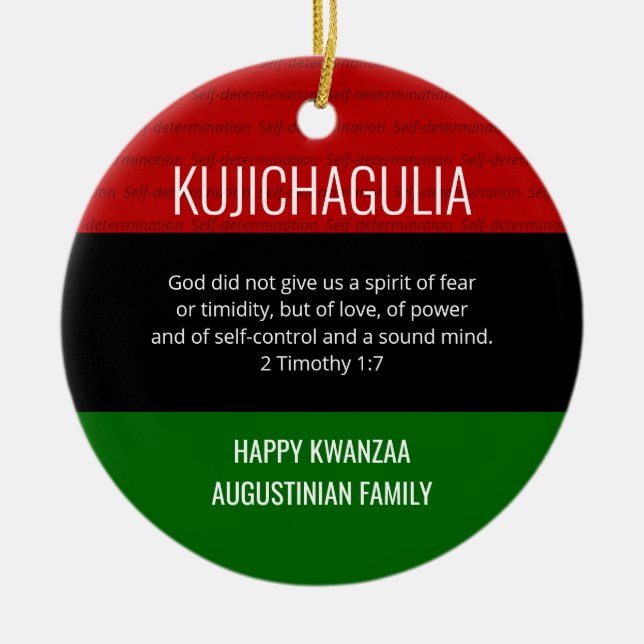 KUJICHAGULIA Kwanzaa Ceramic Tree Decoration (Front)