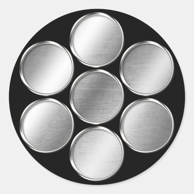 Kuki Clan Kamon Silver Chrome Classic Round Sticker (Front)