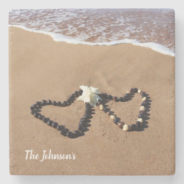 Kukui Nut Leis on Hawaiian Sandy Beach Coaster (Front)