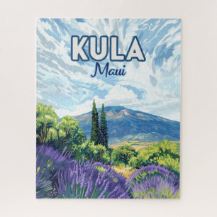 Kula Maui Haleakala Hawaii Lavender Retro Jigsaw Puzzle