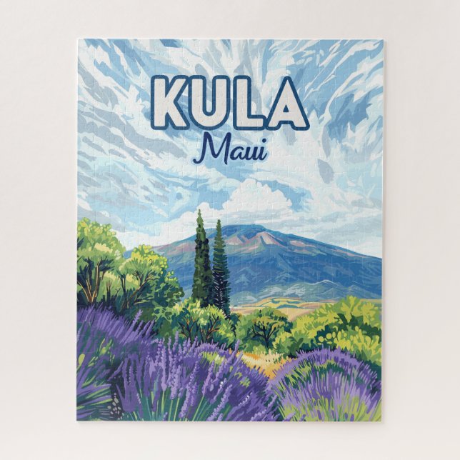 Kula Maui Haleakala Hawaii Lavender Retro Jigsaw Puzzle (Vertical)