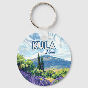 Kula Maui Haleakala Hawaii Lavender Retro Key Ring