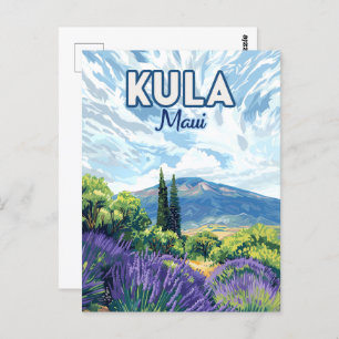 Kula Maui Haleakala Hawaii Lavender Retro Postcard