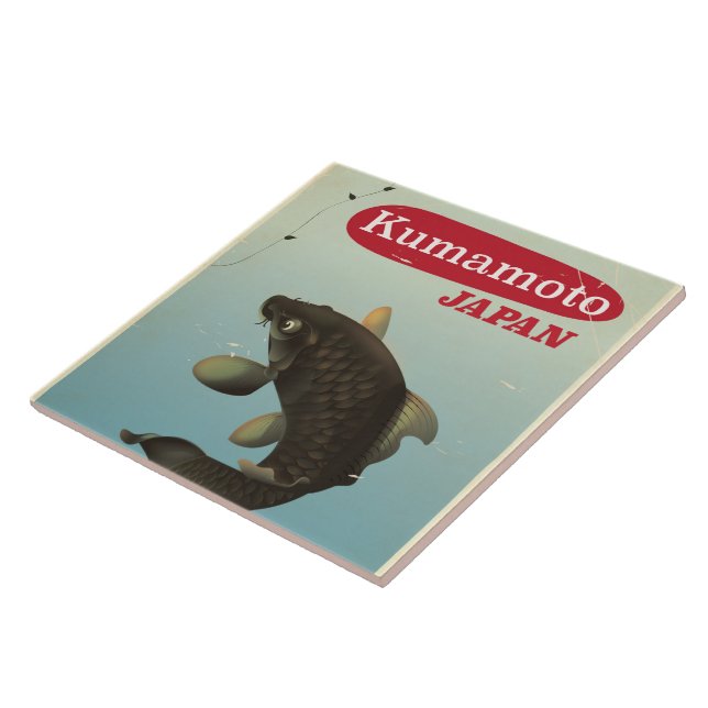 Kumamoto Japan vintage style travel poster Tile (Side)