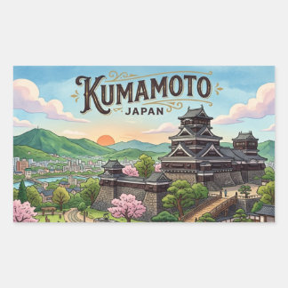 Kumamoto postcard rectangular sticker