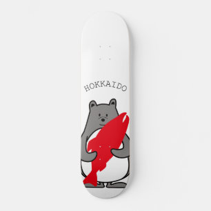 kumapen,hokkaido on Wood Background Skateboard