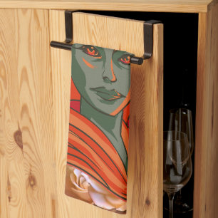 Kumari, woman face      tea towel