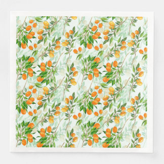 Kumquat Tropical Summer Fruit Pattern on Mint Napkin
