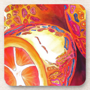 Kumquats orange citrus watercolour fruit art coaster