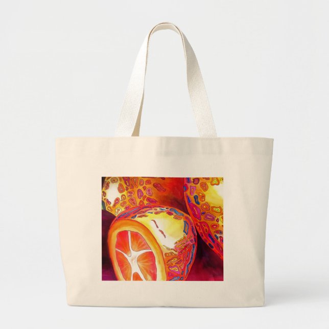 Kumquats orange citrus watercolour fruit art large tote bag (Front)