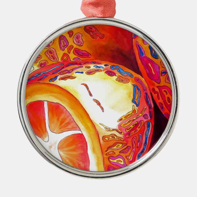 Kumquats orange citrus watercolour fruit art metal tree decoration (Front)