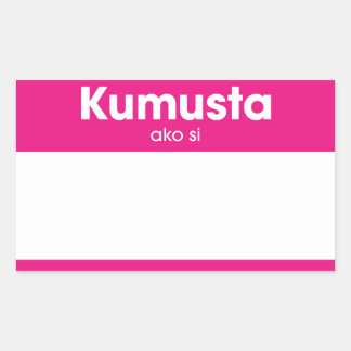 “Kumusta Ako Si” Hello My Name Is Pink Nametag Rectangular Sticker