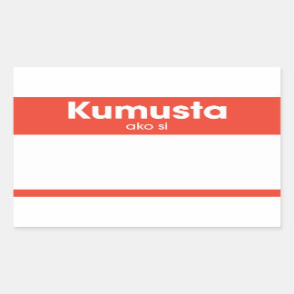 “Kumusta Ako Si” Hello My Name Is Red Nametag Rectangular Sticker
